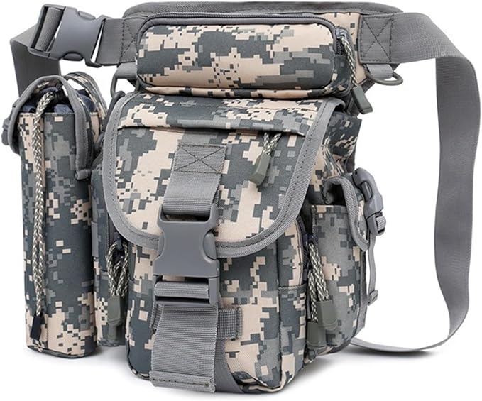 Tactical Drop Leg Bag Nylon Thigh Fanny Pack for Men Women Motorcycle Leg Pouch for Outdoor Travel Sports Cycling Fishing Riding Hiking Camping with Water Bottle Pouch (Digital)