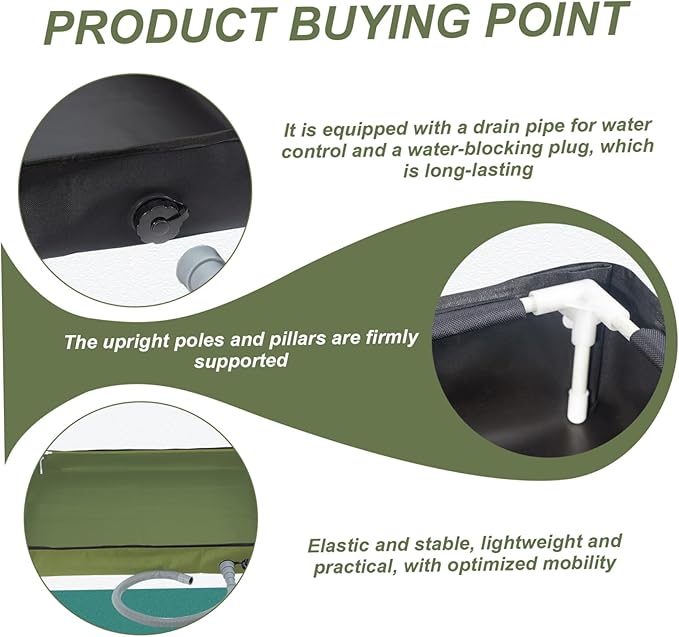 Portable Shower Pan 31.5x31.5x3.9 Inch Foldable Outdoor Shower Floor with Detachable Drain Pipe Ideal for Camping Garden Sand Toy Pet Car