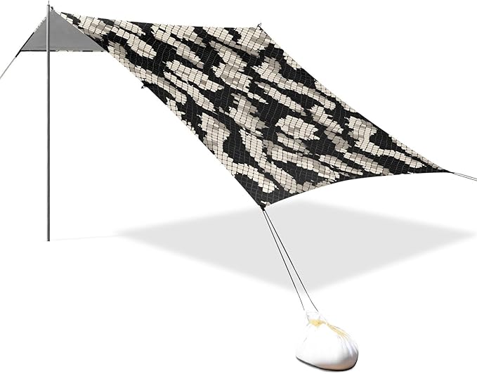 ALAZA Snake Print Beach Tent Sun Shelter UPF50+ Protection Beach Shade Canopy w/ 4 Sandbags for Outdoor Camping Fishing Backyard Fun Picnic 10x9 ft