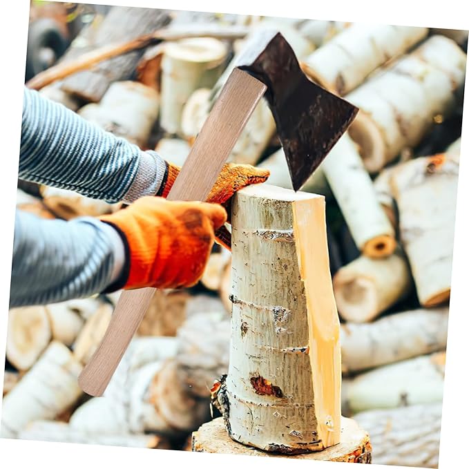 Kisangel 1 Set Wooden Axe Handle Replacement Woodworking Tool with Wedges for Hatchets and Axes Durable Comfortable Grip for Garden and Camping Use