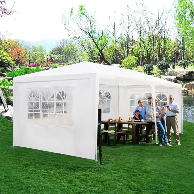 TANGKULA 10 x 20 Feet Outdoor Canopy Tent Wedding Party Tent with Removable Sidewalls Pavilion Canopy Cater for Party Events Backyard White