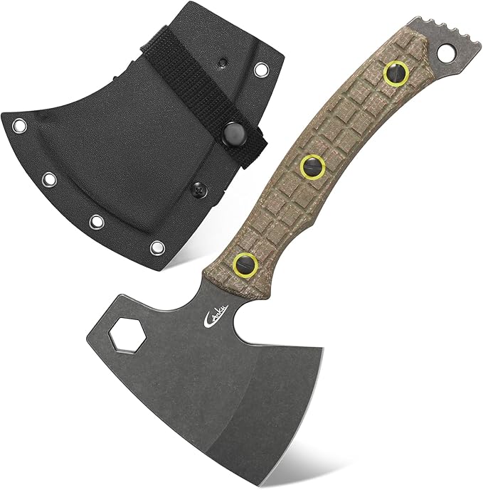 C1393 Camping Hatchet Survival AxeDC53 Steel Blade with Micarta Handle Multitool Axe Hex Wrenches with Kydex Sheaths for Chopping WoodGardeningOutdoor Camping Hiking(Green)