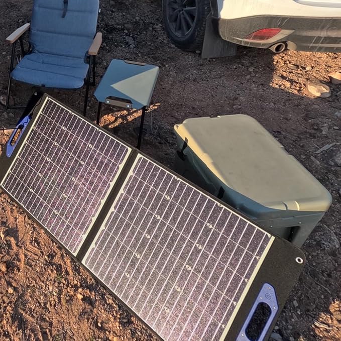 100 Watt Folding Portable Solar Panel- New Shade Stopper™ Tech: Output Doesn't Drop Like a Rock in Partial Shade
