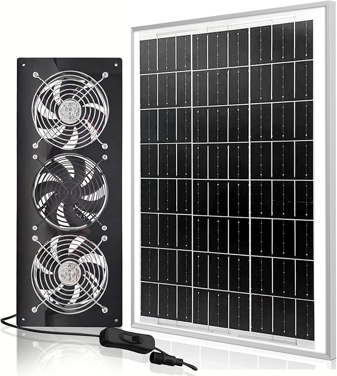 HNRLOY Solar Exhaust Fan25W Solar Panel with 3PCS Ventilation Fans KitSolar Powered Fan for ShedChicken CoopAttic &amp Greenhouse Intake or Exhaust Air3500RPM 15FT CordIP67 Waterproof