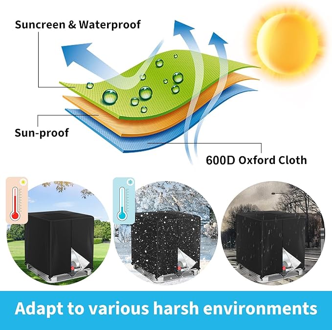 275 Gallon 600D IBC Tote Cover 1000L Zipper Outdoor Water Tank Protective Cover Black