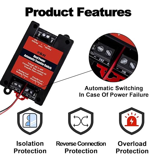 DC 5-60V Dual Power Automatic Tranfer SwitchTwo Ways Without Power Outage 0.007S High Speed ATS