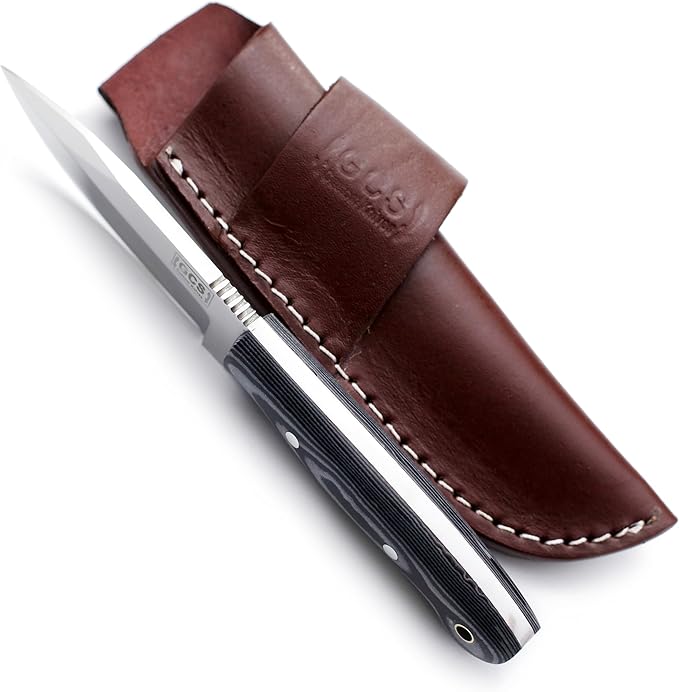 GCS Handmade D2 Steel Hunting And Skining Knife with Black And White Micarta Handle Full Tang Blade and Leather Sheath for Hunting Hunting Camping Survival EDC-GCS 933