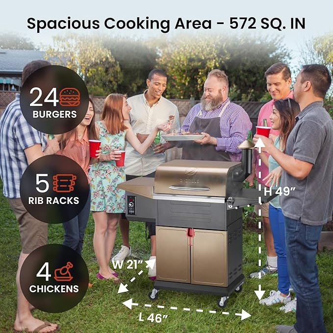 Z GRILLS Wood Pellet Grill Smoker with PID Controller 8-in-1 Master Sear BBQ Grill Auto Temperature Control Huge Storage Cabinet Side Shelf with Tool Hooks 572 sq in Cooking Area for Outdoor 600D