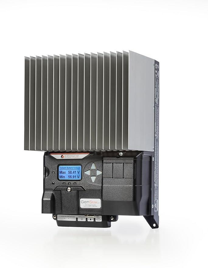 Morningstar GenStar 60A MPPT Solar Charge Controller w/ Meter (GS-MPPT-60M-200V) - Intelligent Solar Panel Regulator for 12/24/36/48V LA/Li Batteries ReadyBlock Expansion 5 Yr. WTY Designed in USA