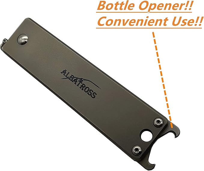 ALBATROSS Premium EDC Pocket Knife - Compact Folding Tactical Knife with Damascus Steel Blade Titanium Handle &amp Bottle Opener - Everyday Carry Camping Survival Knife - Mothers Day Fathers Day Gif