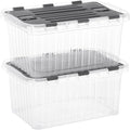 Superio Storage Bins with Lids Clear Plastic Containers for Organizing Stackable Totes BPA Free Odor Free Organizer Boxes for Home and Dorm 10.5 Quart (2 Pack 15x10x7)