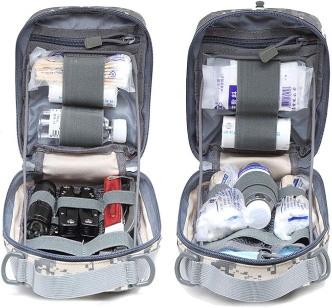 Outdoor Sports Airsoft Gear Molle Assault Combat Hiking Bag Accessory Camouflage Kit Pack Tactical Medical Pouch - DW