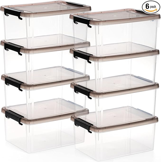 Nicunom 8 Packs Small Storage Bins with Lids 3.2 QT Clear Storage Latch Box Plastic Storage Bins Stackable Storage Containers for Organizing