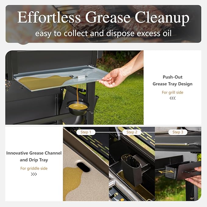 Sophia &amp William Propane Gas Grill and Griddle Combo with Porcelain-Enameled Cast Iron Grates Dual Outdoor BBQ Grill with Flat Top Griddle for Barbecue 696 SQ.IN. Cooking Area
