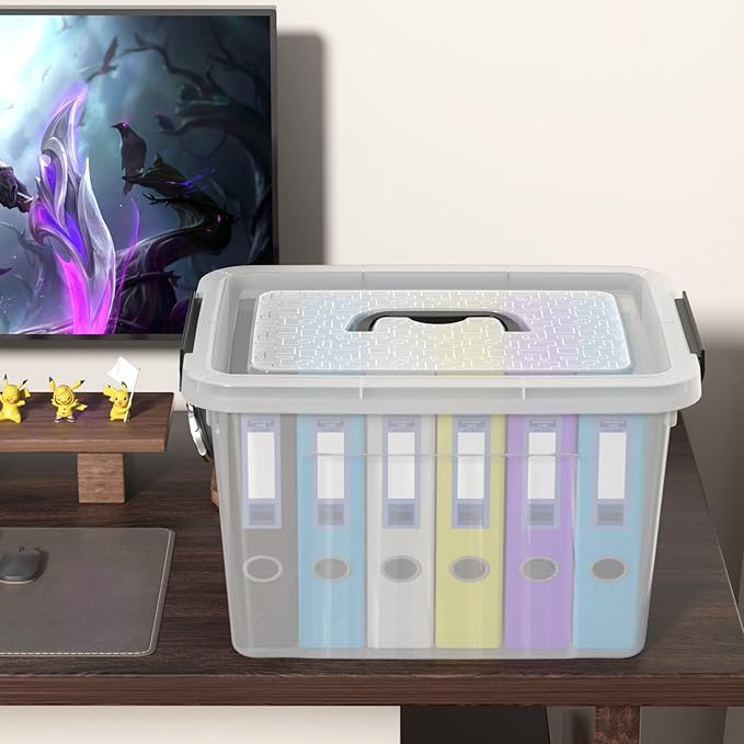 4 Packs 20 L Clear Plastic Storage Bins Stackable Organizer Containers with Lids Latching Box with Handle