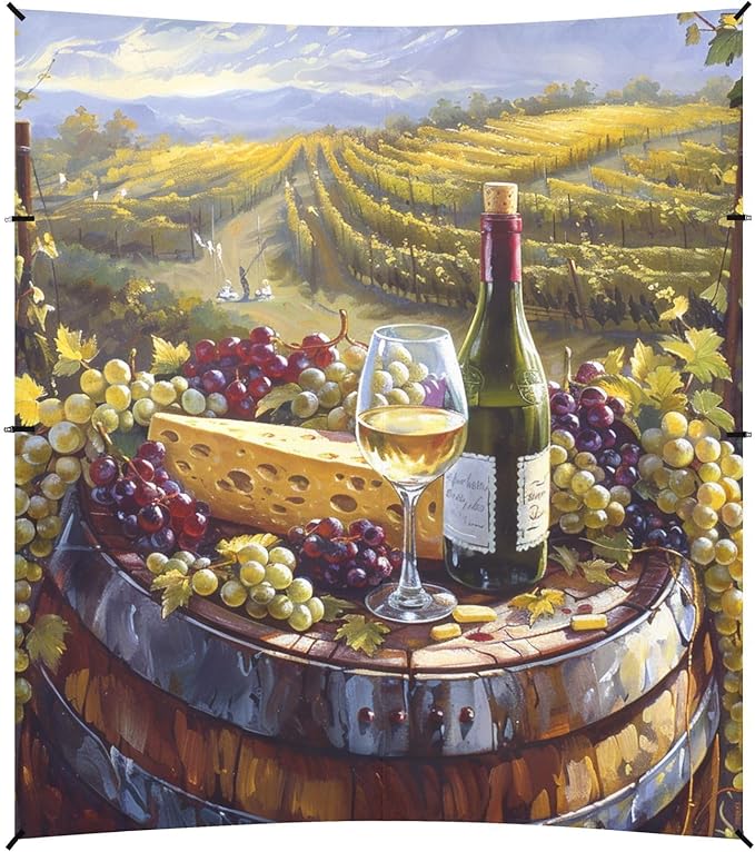 ALAZA Barrel Wineglasses Cheese and Bottle in Vineyard Beach Tent Sun Shelter Portable Canopy Sunshade for Outdoor Camping Picnics Backyard Fun 10x9 ft