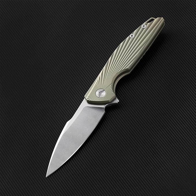 Folding Pocket KnifeEDC KnifeM390 Steel BladeTitanium Carbon Fiber HandleTactical/Outdoor Camping/Survival/HuntingKnife (Golden)