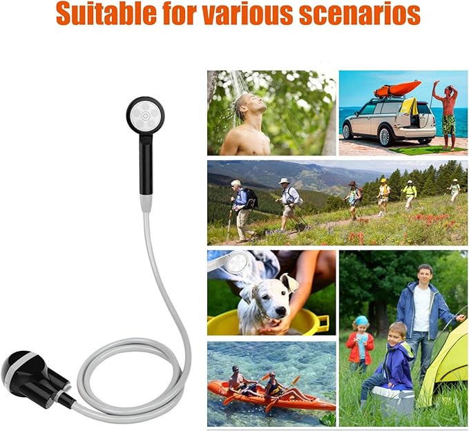 Portable Outdoor Shower with Smart Electric Pump Detachable Battery for Camping Beach Pet Plant Car Wash