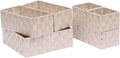 Storage Bins Woven Organizer Set of 6 – Polypropylene Storage Baskets with Metal Frame Stackable Fabric Boxes for Drawers Closet Shelf Nursery and Office Beige