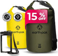 Earth Pak Waterproof Dry Bag - Roll Top Waterproof Backpack Sack (Green 40L &amp Yellow 30L)