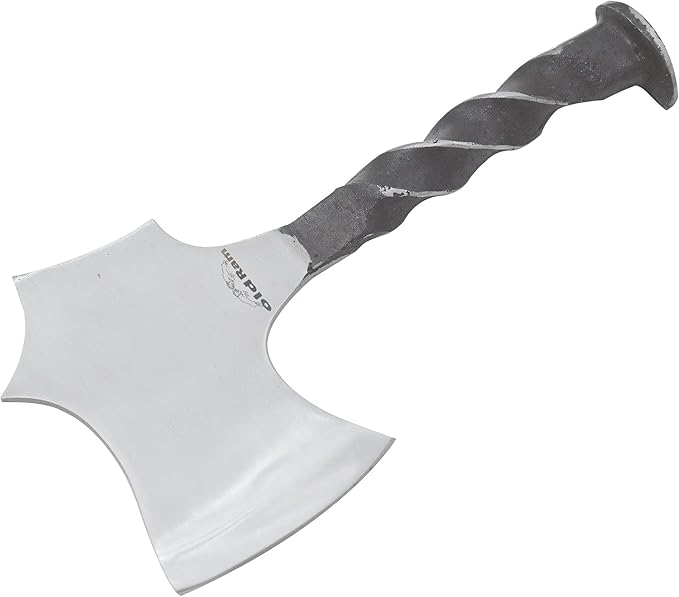 Handmade Railroad Spike High Carbon Steel Blade Fix Blade Hunting Outdoor Axe with Leather Carrying Case