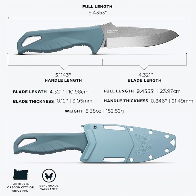 Benchmade - Undercurrent 18040S Outdoor Knife with Depth Blue Santoprene Handle (18040S)