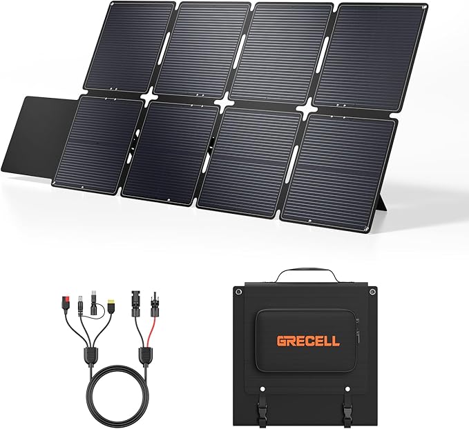 GRECELL 240W Portable Solar Panel for Power Station Ultra Light Foldable Solar Panel Kit 25% High Efficiency IP65 Waterproof Solar Charger for Outdoor Camping RV Boat Home Backup Power Off-Grid