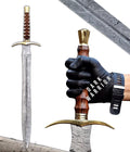 Dark Warrior - 36” Handmade Power The Real Medieval Viking Damascus Steel Handmade Sword with Leather Sheath Damascus Steel Double Edge Vikings Sword Gift for Him