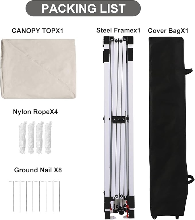 Canopy Tent 10X10 FTHeavy Duty Sun Instant Shelter w/Adjustable Straight Leg HeightsPortable Pop Up GazeboOutdoor Patio Tents for CommercialCampingGardenWhite