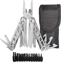 EPG Heavy Duty Multitool Nylon Case and Screwdriver Bits 18 Stainless Steel Locking Tools EDC Gear with Pliers Bottle Opener Box Cutter and More Fits in Pocket