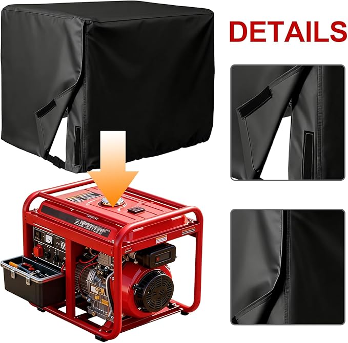 Heavy Duty 600D/900D Polyester Generator Cover Waterproof Windproof UV Resistant for Most 5000-10000W Portable Generators Universal Outdoor Storage Protection (32x24x24 Inches)