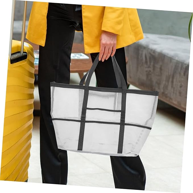 DOITOOL 2pcs Tote Handle Mesh Toy Use Bag Beach Organizer for Organizers Shower Basket Outdoor with Whitex5pcs 59x36cmx5pcs