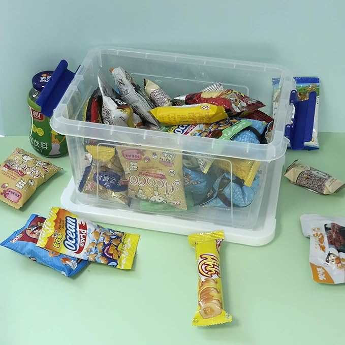 6-Pack Storage Box Tote Plastic Organizer Bin with Latching Handle 6 L