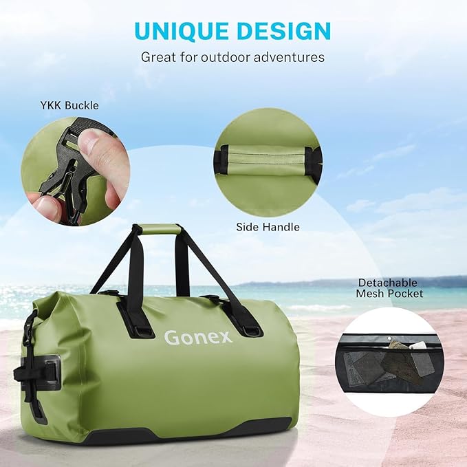 Gonex 40L 60L 80L Extra Large Waterproof Duffle Travel Dry Duffel Bag Heavy Duty Bag with Durable Straps &amp Handles for Kayaking Paddleboarding Boating Rafting Fishing
