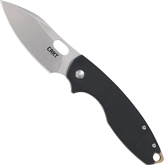 CRKT Pilar III EDC Folding Pocket Knife:D2 Blade Steel Compact Everyday Carry Satin Blade with Finger Choil Thumb Slot Open Frame Lock Stainless Handle Reversible Pocket Clip 5317D2
