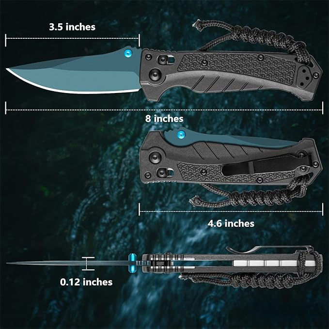 Folding Pocket Knife with CPM Steel Blade &amp Nylon Handle for Camping Travel EDC Reversible Clip Ideal Outdoor Gift