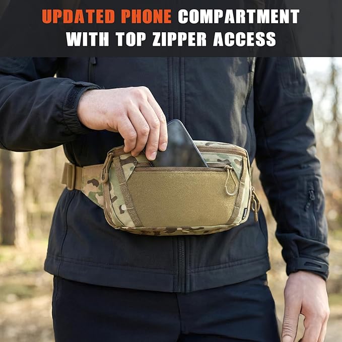 Tactical CCW Fanny Bag Concealed Carry Fanny Pack w/Adjustable Waist Belt Tactical Waist Bag Handgun Pouch with Universal Pistol Holster Everyday Hip Pack (Multicam)