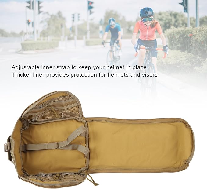 Helmet Bag Pack Camping Helmet Bag Canvas Scratch Prevention Adjustable Helmet Storage Bag for Hard Hats Helmet Military Carrying Pouch for Sports Hunting Shooting (Khaki)