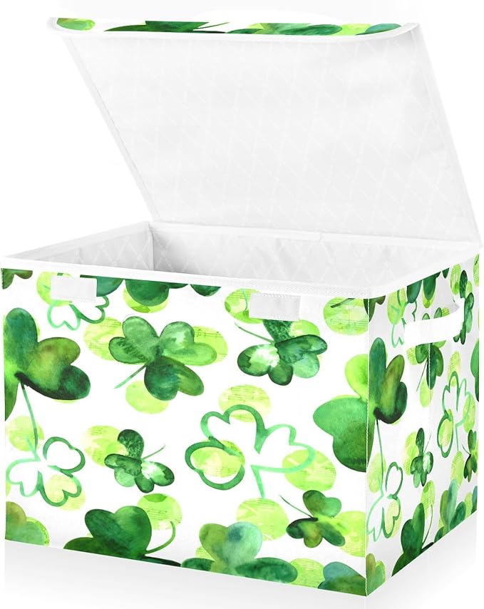 Lucky Leaf Fabric Storage Bins with Lids and HandleFoldable Storage Bins with LidsCloset Organizers for Clothes Storage Room Organization Office Storage Chest Organizer