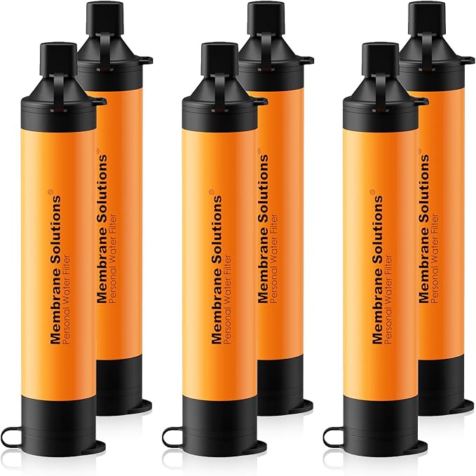 Membrane Solutions Straw Water Filter S1 NSF/ANSI 42&amp372&amp401 certificated Survival Filtration Portable Gear Emergency Preparedness Supply for Drinking Hiking Camping Team Family Outing