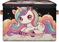 Storage-Bins with Lids Handle Customized Stackable-Storage-Bin for Kids-Boys-Girls-Toys Cube Collapsibl Basket Unicorn Black
