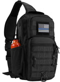 Rover Sling Pack Tactical Shoulder Sling Bag Backpack with Bottle Holder Crossbody Chest Bag Black