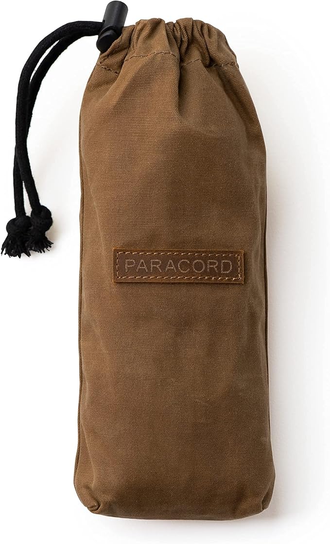 SurvivorCord Bag - Canvas Bushcraft Bag with MOLLE Strap to Hold Up To 100ft SurvivorCord - Waxed Canvas Paracord Pouch - Bushcraft for Hiking Mushroom Foraging Camping - Coyote Brown
