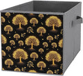 Collapsible Storage Bins with Handles Gold Black Tree Life Celtic Art Foldable Cube Organizer Box for Closet Shelf Toy Storage Space-Saving Home &amp Office Decor