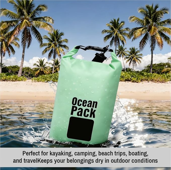 Waterproof Dry Bag Set of 3 (15L 20L 30L) - PVC Roll Top Dry Bags Waterproof - Backpack for Kayaking Camping Beach &amp Travel (Red Light Green Orange)