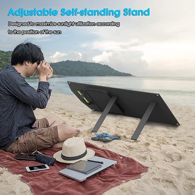 MARBERO 100W Portable Solar Panel 100 Watt Foldable Solar Panel for Power Station with USB &amp DC 18V Output(10 Connectors) 23% Conversion Efficiency IP68 Waterproof for Camping Outdoor Home Cloudy