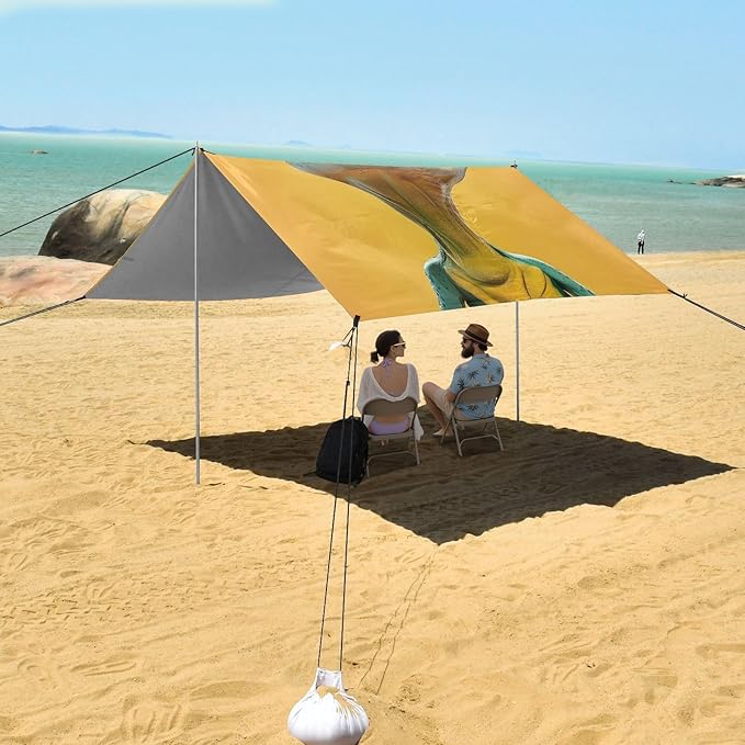 ALAZA Lizard Funny Frog Beach Tent Sun Shelter UPF50+ Protection Beach Shade Canopy w/ 4 Sandbags for Outdoor Camping Fishing Backyard Fun Picnic 10x9 ft