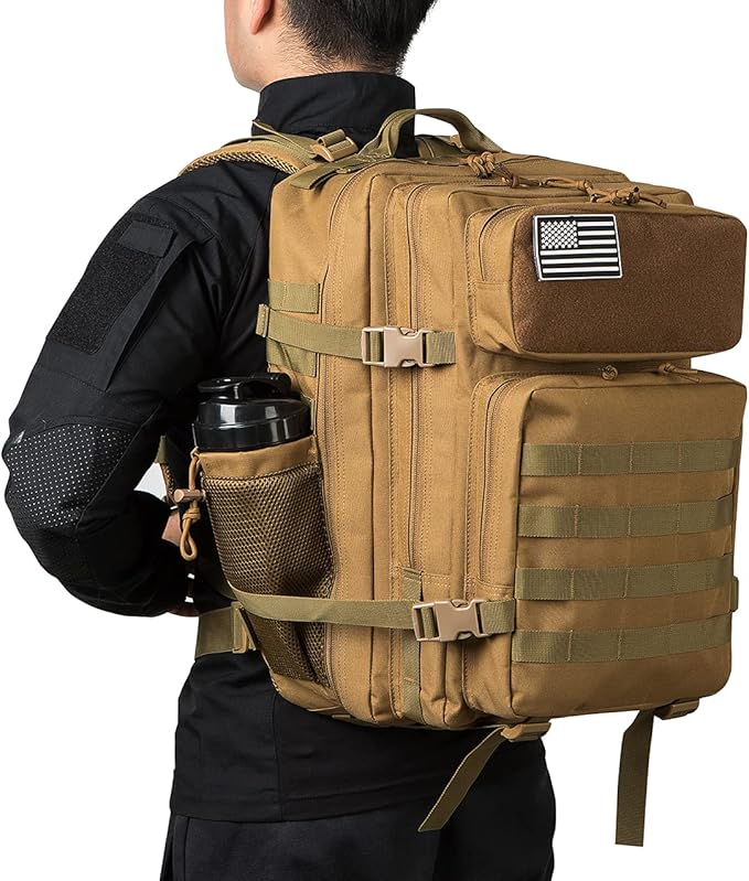QT&ampQY 25L/45L Military Tactical Backpack For Men Molle Daypack 3 Day Bug Out Bag Hiking Rucksack With Bottle Holder