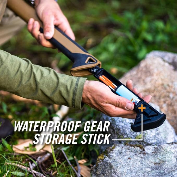 Gerber Camping and Outdoor Axe Includes Holster with Paracord and Storage Compartment Bushcraft Axe Hardened Steel with PTFE Coating Brown 31-003780