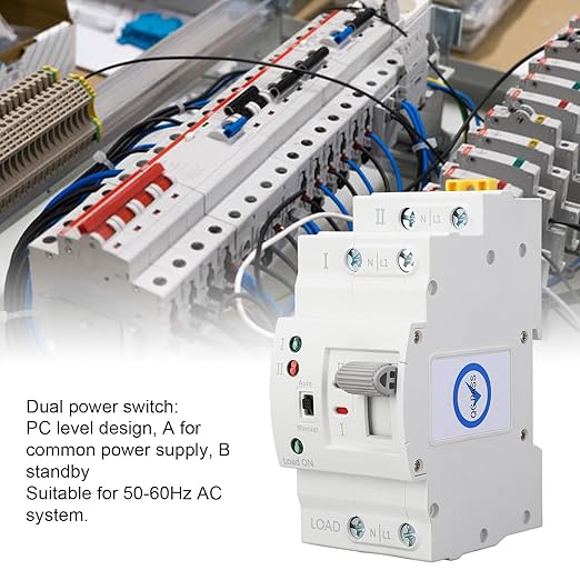 2P 63A Automatic Transfer Switch ATS Backup Generator Changeover Switch with Millisecond Power Switching for Household 110V Power Supply